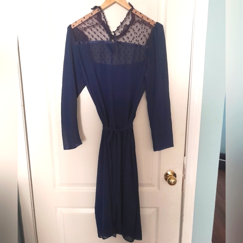 Vintage Elegant Navy Blue Dress
